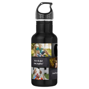 Aangepast zwart-gepersonaliseerd, modern fotocolla waterfles