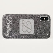 Aangepast zwart glitter Iphone x hoesje (Achterkant (horizontaal))