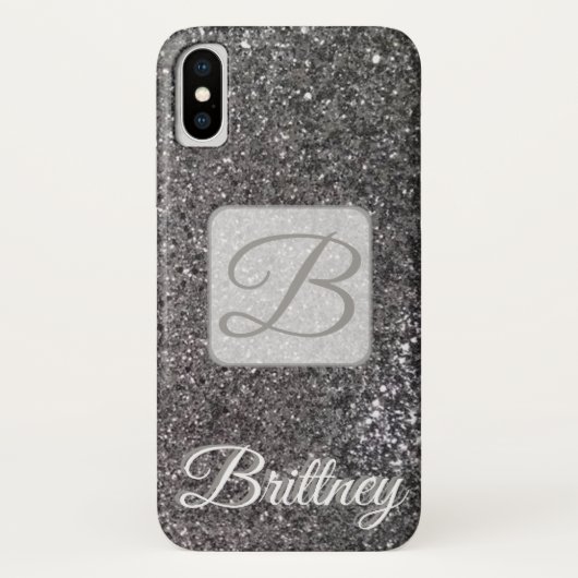Aangepast zwart glitter Iphone x hoesje (Achterkant)