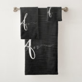 Aangepast zwart glitter Sparkle Monogram Bad Handdoek (Insitu)