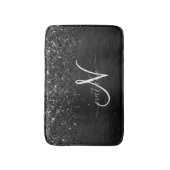 Aangepast zwart glitter Sparkle Monogram Badmat (Voorkant Verticaal)