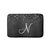 Aangepast zwart glitter Sparkle Monogram Badmat (Voorkant)