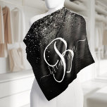 Aangepast zwart glitter Sparkle Monogram Bandana<br><div class="desc">Pas dit trendy elegant bandana-ontwerp met  zwarte mousserende glitter op een zwarte geborstelde metalen achtergrond eenvoudig aan.</div>