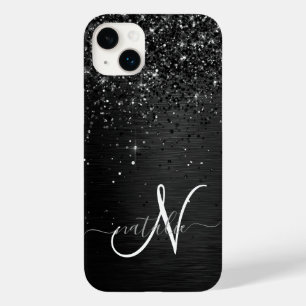 Aangepast zwart glitter Sparkle Monogram Case-Mate iPhone 14 Plus Hoesje