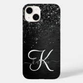 Aangepast zwart glitter Sparkle Monogram Case-Mate iPhone Case (Achterkant)