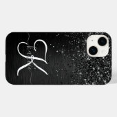 Aangepast zwart glitter Sparkle Monogram Case-Mate iPhone Case (Achterkant (horizontaal))