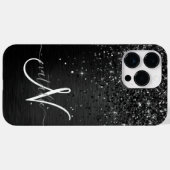 Aangepast zwart glitter Sparkle Monogram Case-Mate iPhone Case (Achterkant (horizontaal))