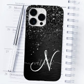 Aangepast zwart glitter Sparkle Monogram Case-Mate iPhone Case