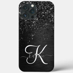 Aangepast zwart glitter Sparkle Monogram Case-Mate iPhone Case