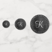 Aangepast zwart glitter Sparkle Monogram Confetti (Voorkanten)