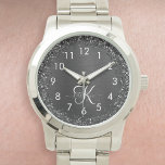 Aangepast zwart glitter Sparkle Monogram Horloge<br><div class="desc">Pas dit trendy elegante horlogeontwerp eenvoudig aan met  zwart mousserend glitter op een zwarte geborstelde metalen achtergrond.</div>