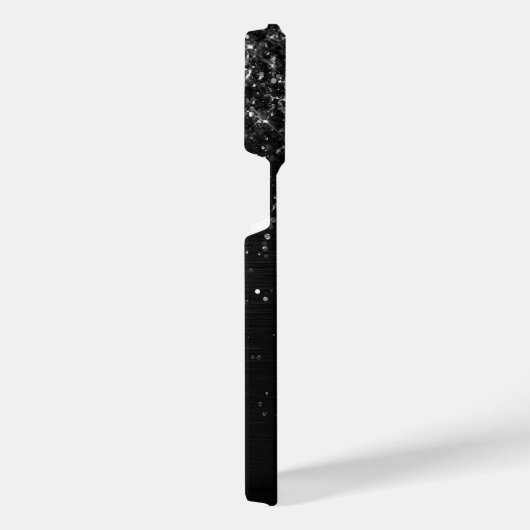 Aangepast zwart glitter Sparkle Monogram iPhone Hoesje (Rechterkant)