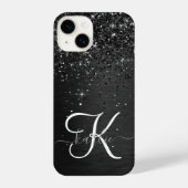 Aangepast zwart glitter Sparkle Monogram iPhone Hoesje (Achterkant)