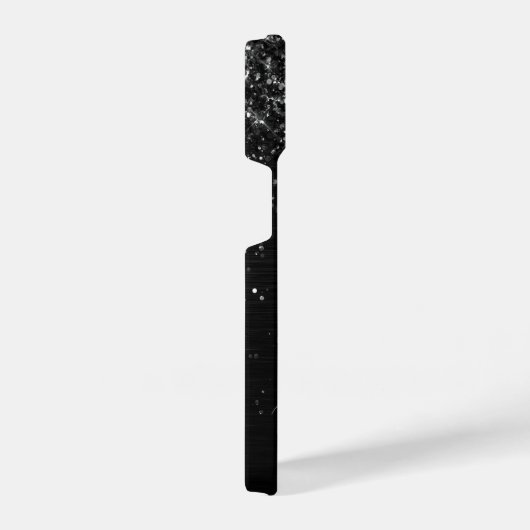 Aangepast zwart glitter Sparkle Monogram iPhone Hoesje (Rechterkant)