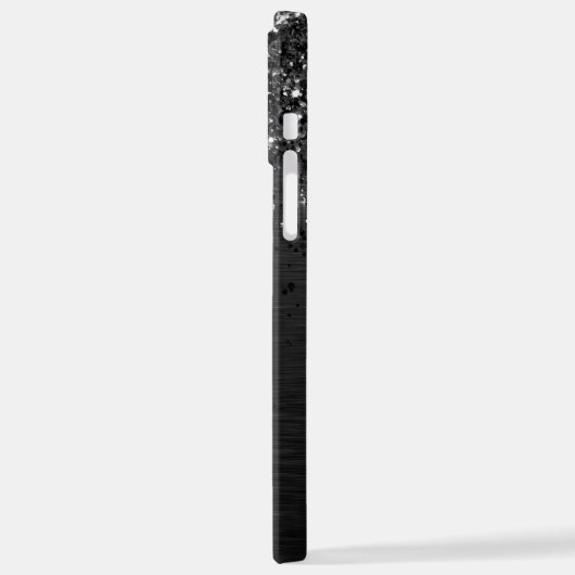 Aangepast zwart glitter Sparkle Monogram iPhone Hoesje (Linkerkant)