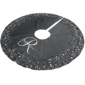 Aangepast zwart glitter Sparkle Monogram Kerstboom Rok (Gekanteld)