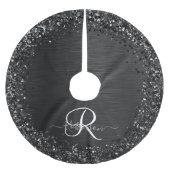 Aangepast zwart glitter Sparkle Monogram Kerstboom Rok (Voorkant)