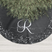 Aangepast zwart glitter Sparkle Monogram Kerstboom Rok