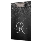 Aangepast zwart glitter Sparkle Monogram Klembord (Links)