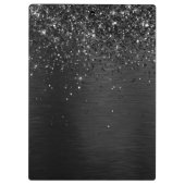 Aangepast zwart glitter Sparkle Monogram Klembord (Achterkant)
