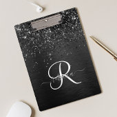 Aangepast zwart glitter Sparkle Monogram Klembord