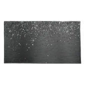 Aangepast zwart glitter Sparkle Monogram Kussensloop (Achterkant)