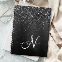 Aangepast zwart glitter Sparkle Monogram