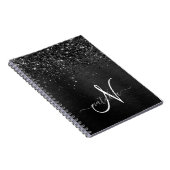 Aangepast zwart glitter Sparkle Monogram Notitieboek (Rechterzijde)