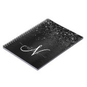 Aangepast zwart glitter Sparkle Monogram Notitieboek (Linkerzijde)
