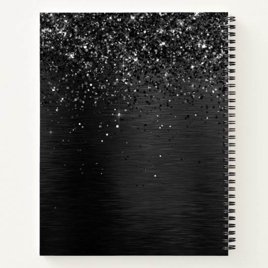 Aangepast zwart glitter Sparkle Monogram Notitieboek (Achterkant)