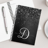 Aangepast zwart glitter Sparkle Monogram Planner