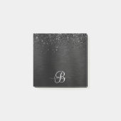 Aangepast zwart glitter Sparkle Monogram Post-it® Notes (Voorkant)