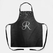 Aangepast zwart glitter Sparkle Monogram Schort (Voorkant)