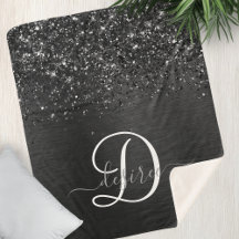 Aangepast zwart glitter Sparkle Monogram