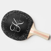 Aangepast zwart glitter Sparkle Monogram Tafeltennisbatje (Zijkant)