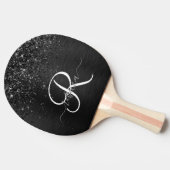 Aangepast zwart glitter Sparkle Monogram Tafeltennisbatje (Zijkant)