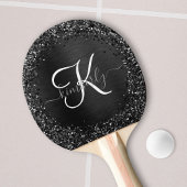 Aangepast zwart glitter Sparkle Monogram Tafeltennisbatje