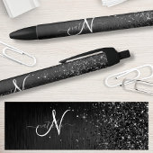 Aangepast zwart glitter Sparkle Monogram Zwarte Inkt Pen
