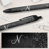 Aangepast zwart glitter Sparkle Monogram