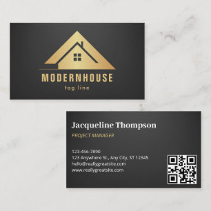 Aangepast zwart + Gold Home Building Lux Visitekaartje