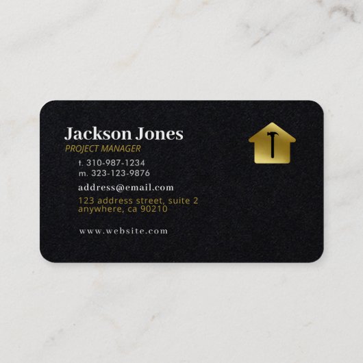 Aangepast zwart + Gold Home Building Lux Visitekaartje (Achterkant)