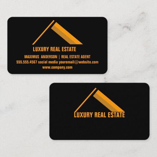 Aangepast zwart + Gold Home Building Lux Visitekaartje (Voorkant / Achterkant)