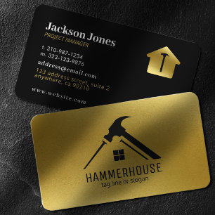 Aangepast zwart + Gold Home Construction Hammer Na Visitekaartje
