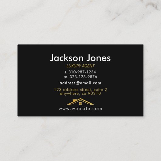 Aangepast zwart + Gold Home Realtors Luxe Modern Visitekaartje (Achterkant)