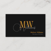 Aangepast zwart, goud, grijze & QR-code, monogram Visitekaartje (Voorkant)