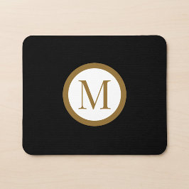 Aangepast zwart & goud midden zegel monogram muismat