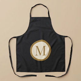 Aangepast zwart & goud midden zegel monogram schort