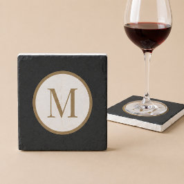 Aangepast zwart & goud midden zegel monogram stenen onderzetter