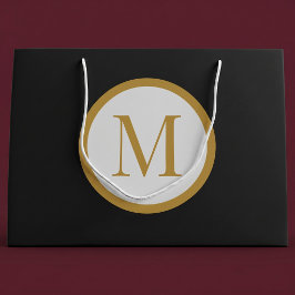 Aangepast zwart & goud midden zegelmonogram groot cadeauzakje