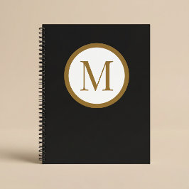 Aangepast zwart & goud midden zegelmonogram notitieboek